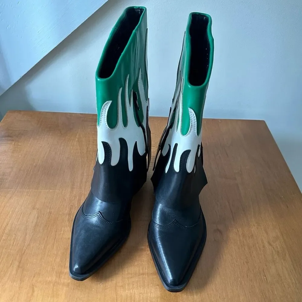 Gianni Bini Conley Flame Leather Western Foldover Boots, Women US Size 6 & 5.5 - Picture 6 of 10